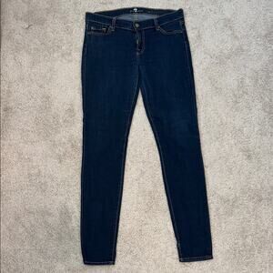 7 for all Mankind Dark Blue Skinny Stretch Denim Women's Jeans 30